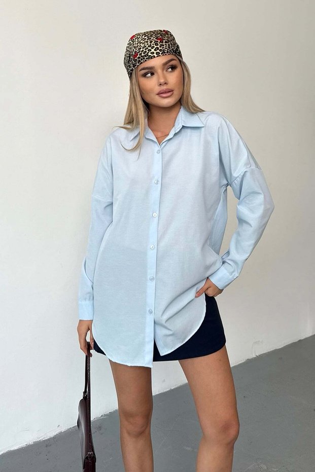 Women's Long Sleeve Basic Shirt Blue - 26Y 2130