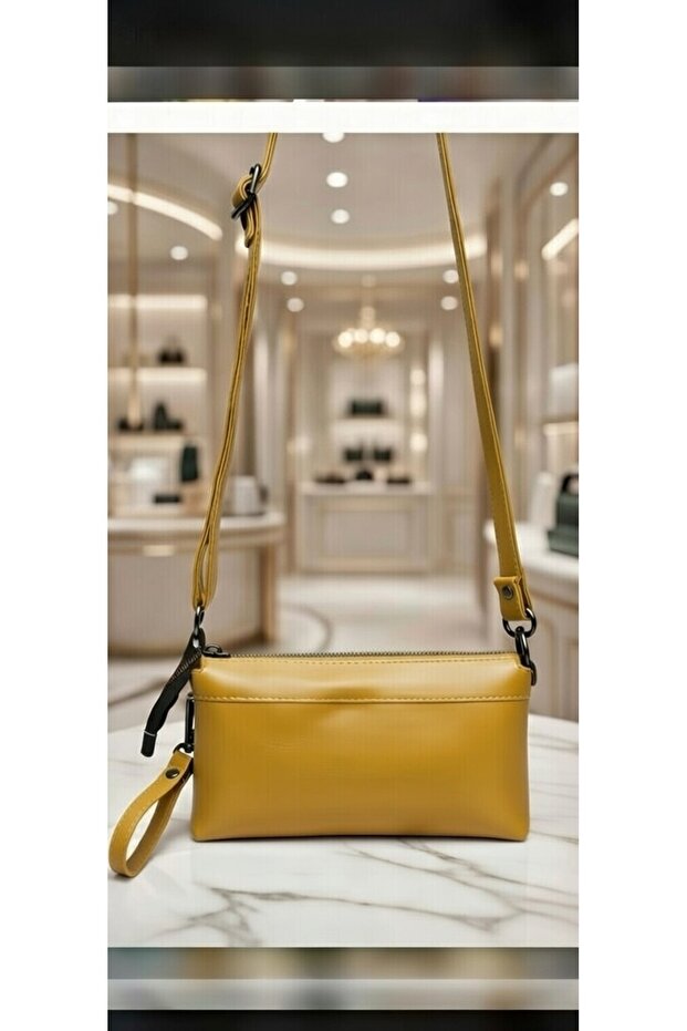Genuine Leather Handmade Unisex Clutch with Card Holder Compartment, Hand and Shoulder Bag with 3 Compartments