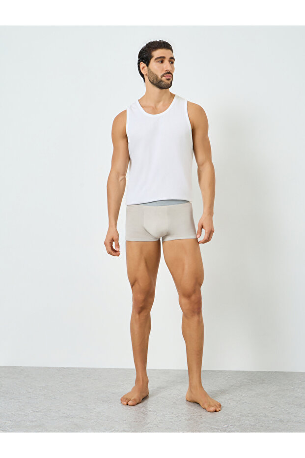 سروال داخلي رجالي رمادي من القطن السادة - 2