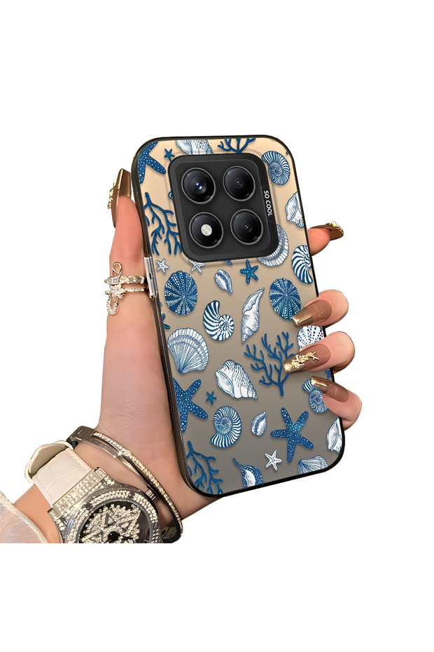 Xiaomi Redmi Note 14 Pro 4G/5G Compatible Hard Acrylic Back Silicone Edge Lens Protection Stylish Print Case