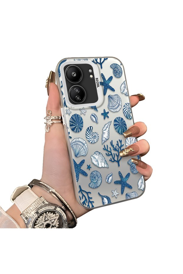 Xiaomi Redmi 13C 4G/5G Compatible Hard Acrylic Back Silicone Edge Lens Protection Stylish Print Case