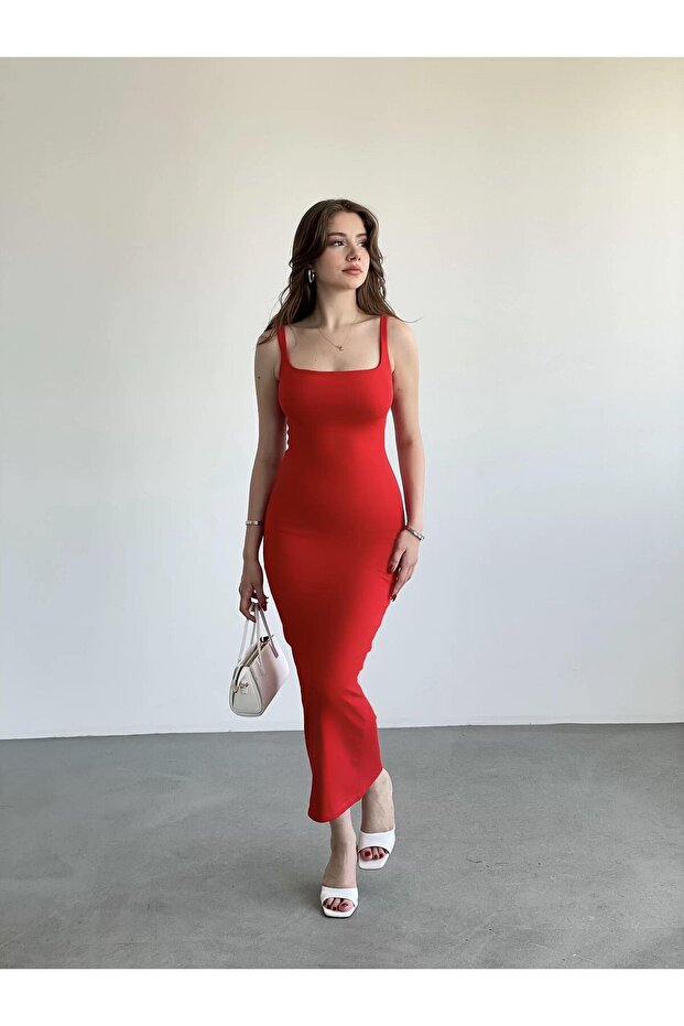 Askılı Midi Elbise - 7