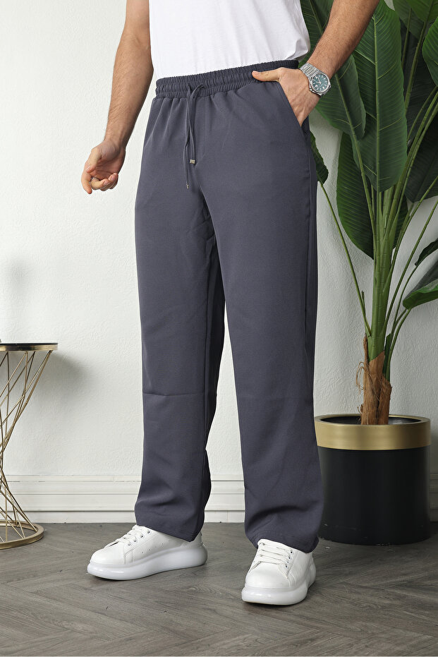 New Season Comfortable Fit Flexible Fabric Baggy Pants with Elastic Waist