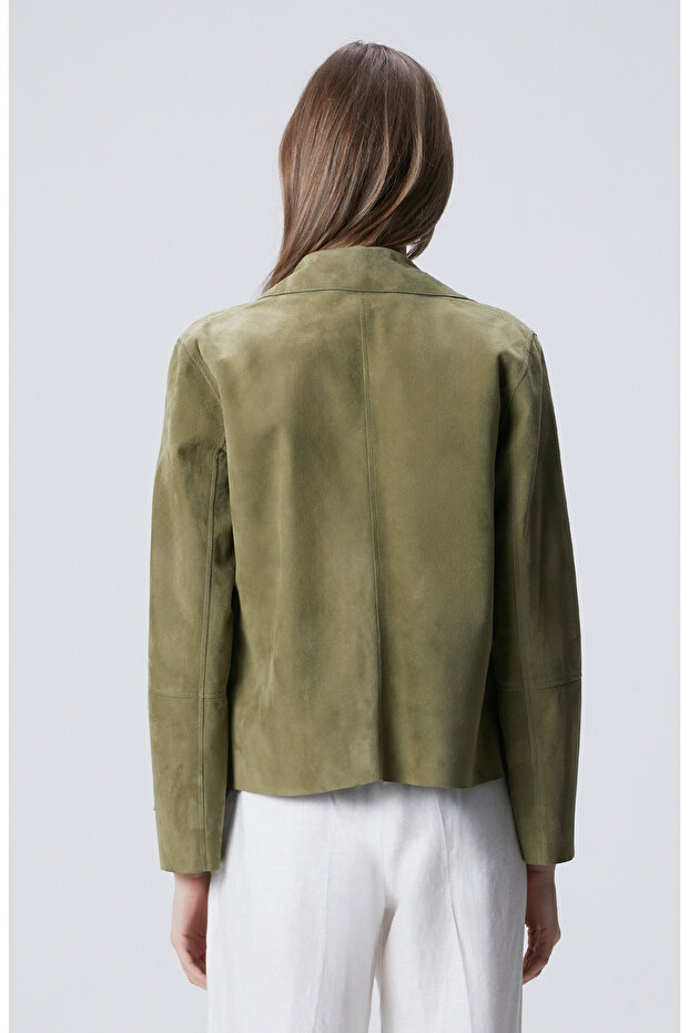 Açık Haki Süet Mont - 5