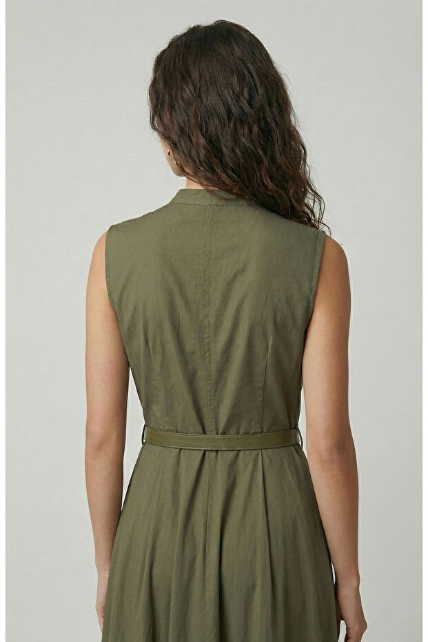 Haki Midi Elbise - 3