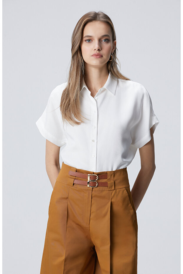 Kırık Beyaz Basic Gömlek - 1