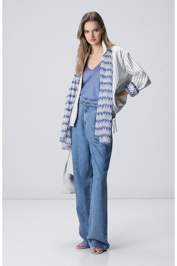 Mavi Askılı Bluz - 3