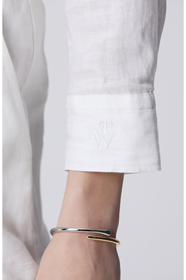 Beyaz Keten Gömlek - 6