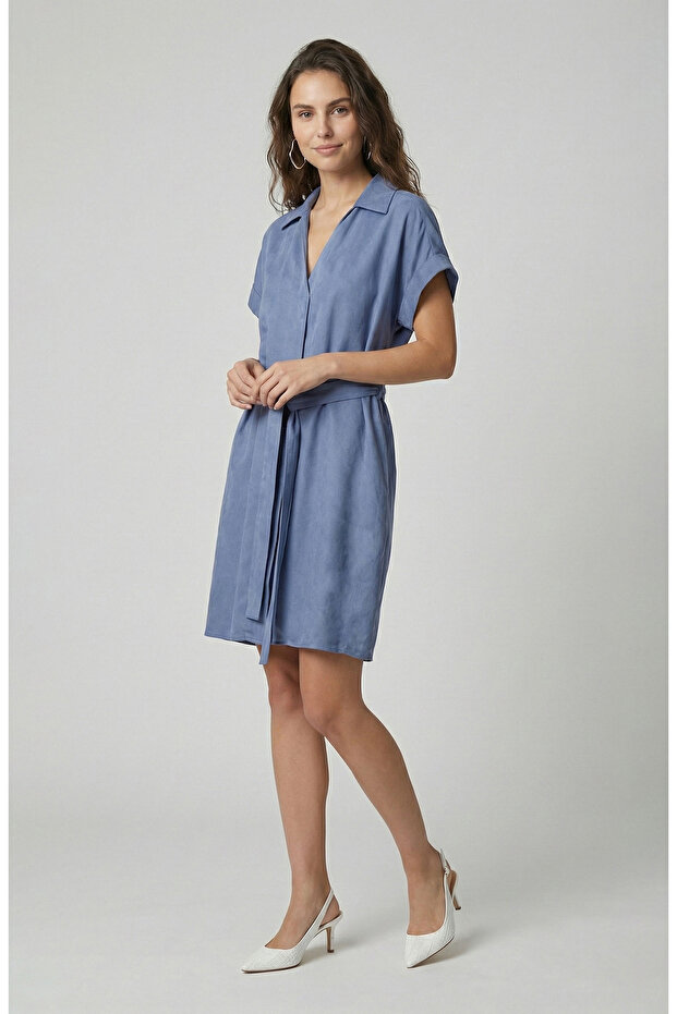 Mavi Cupro Elbise - 1
