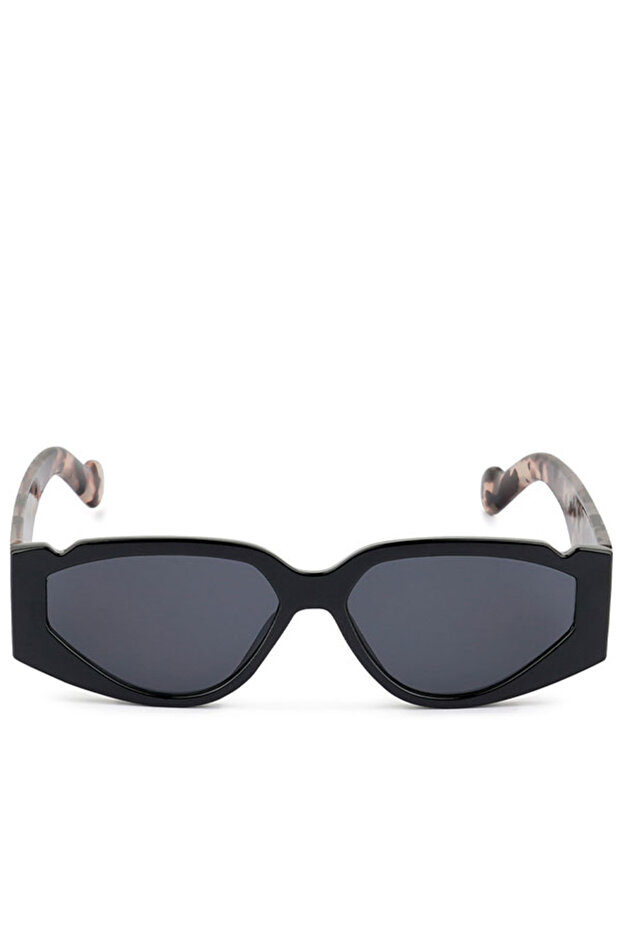 Women Sport Sunglasses in Black with Printed Temples