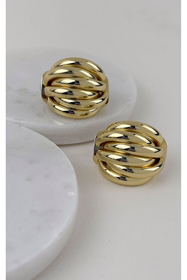 Bombeli Şerit Sıralı Küpe - 5