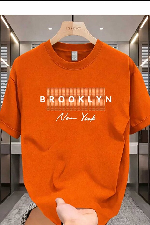 Brooklyn New York Printed Orange T-Shirt