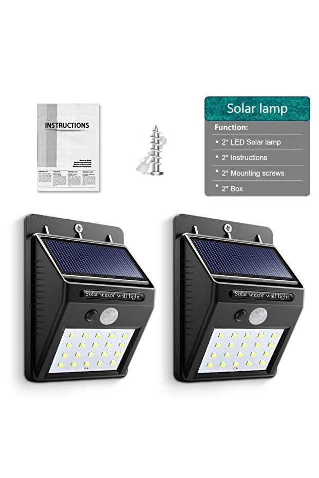 2PCS 20LED Portable Solar Wall Lamp Highlight Solar Outdoor Lights Garden Lighting Outside Garage Po