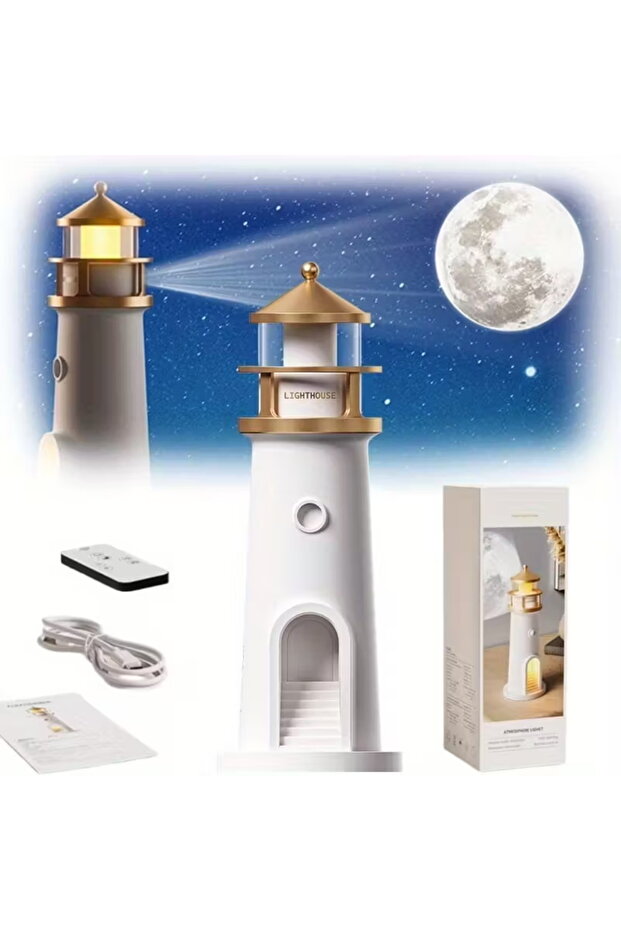 with remote Moon Lamp Projection Lighthouse Lamps Night Light Remote Control Ambient Projector Light