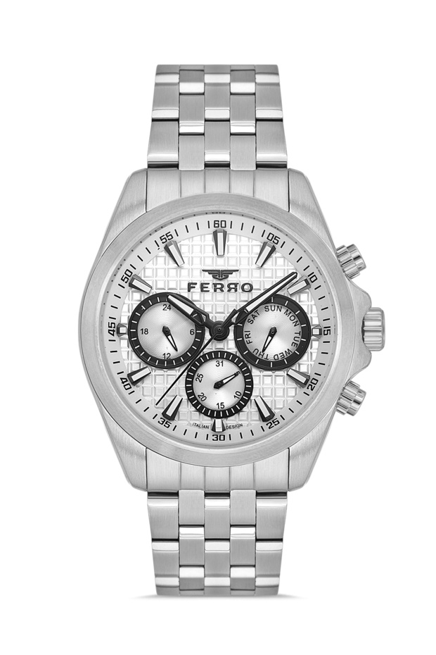 Silver Steel Cord Men's Wristwatch Fm40158A-A All Functions Active 3 Atm Water Resist