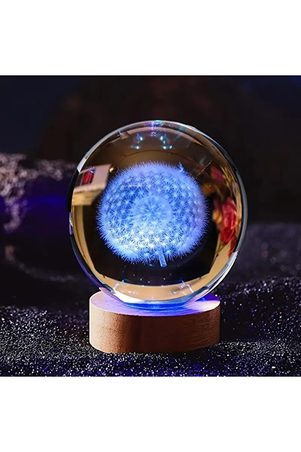 dandelion 1 PC 3D Laser Dandelion Carved Crystal Ball Light, Nightlight Decoration, Holiday Party, C