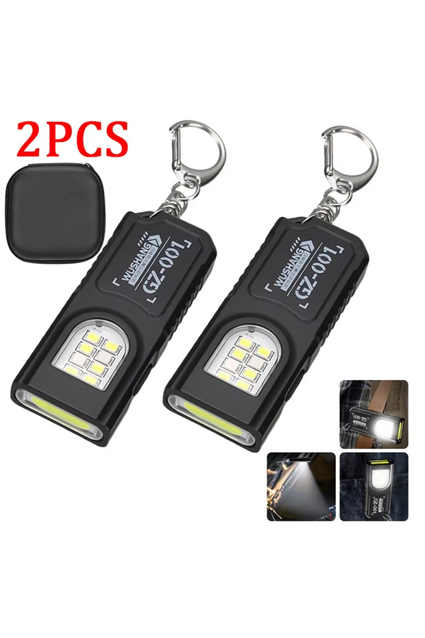 مصباح يدوي متعدد الوظائف قابل لإعادة الشحن عبر منفذ USB، مزود بإضاءة عمل COB، مع حقيبة.