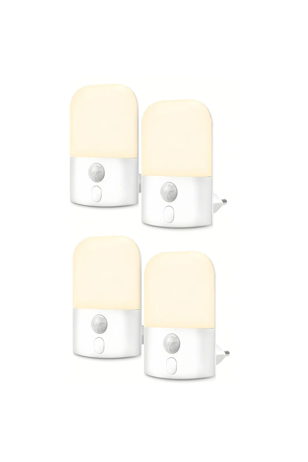 EU 4PCS EU Plug 1/2/4 Pack Plug-in LED Night Light with Motion Sensor, Adjustable Brightness, Smart