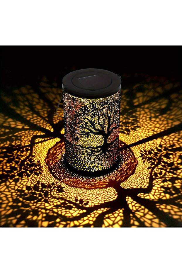 dashu 1 Solar Powered Iron Lantern, Hollow Design, Suitable for Outdoor Gardens, Terraces, Party Dec