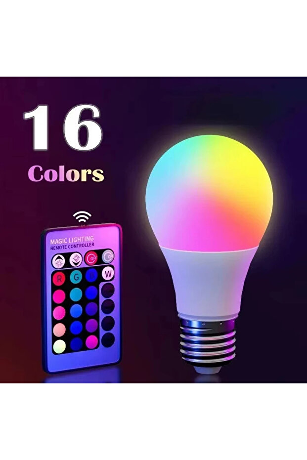 مصباح LED RGB أبيض E27 واحد، يعمل بجهد 220 فولت، مزود بجهاز تحكم عن بعد بالأشعة تحت الحمراء، متعدد الألوان
