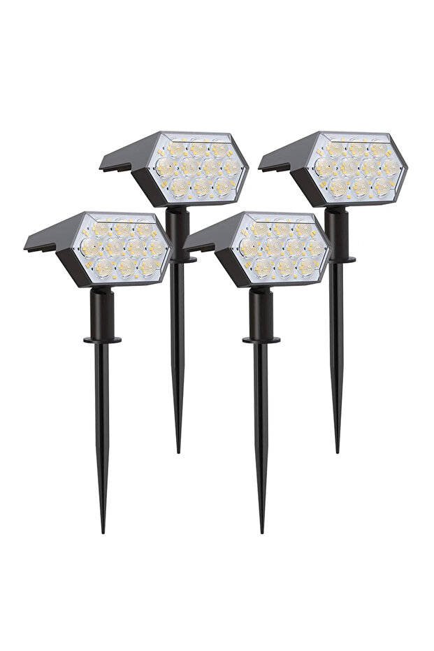 400W 4 PCS White Light 92 LED Solar Lights Outdoor Solar Spot Lights Outdoor IP67 Waterproof Solar