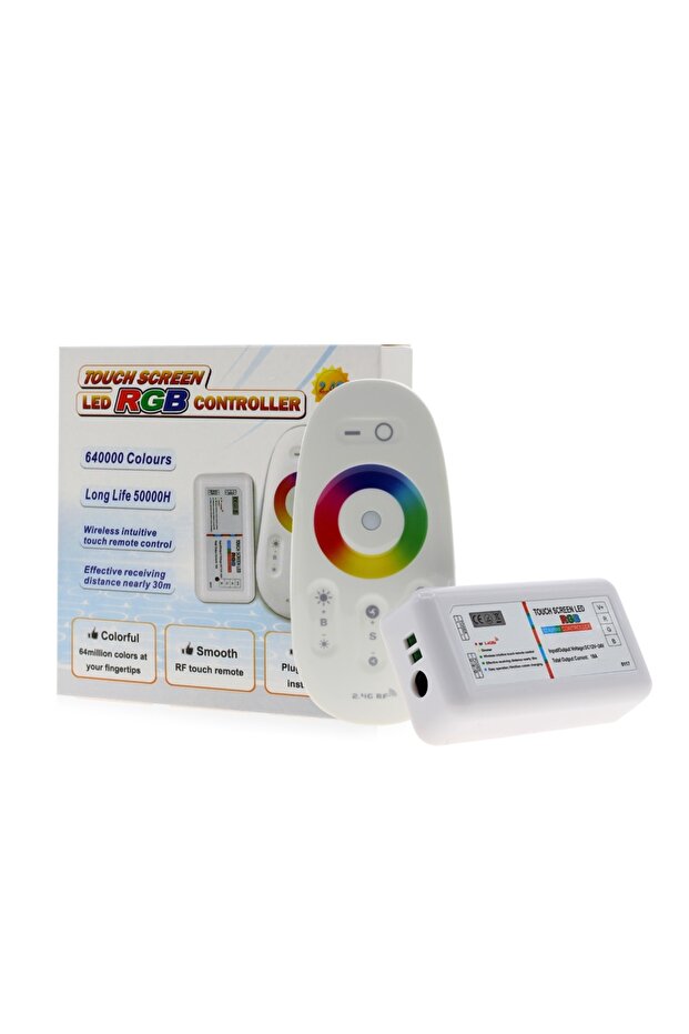 وحدة تحكم لاسلكية تعمل باللمس لشريط إضاءة LED RGB بتردد 2.4 جيجاهرتز وسعة 18 أمبير، تعمل بجهد 12-24 فولت تيار مستمر، مع خاصية التعتيم.