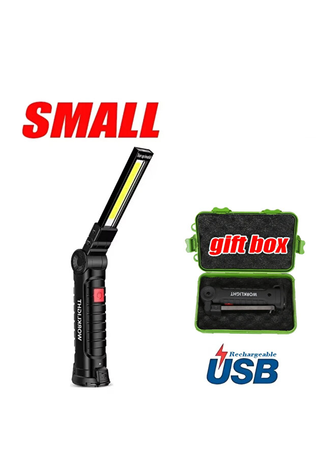 Blue USB Rechargeable COB LED Work Light Flashlight with Magnetic Hook Dimmable Inspection Lamp Powe