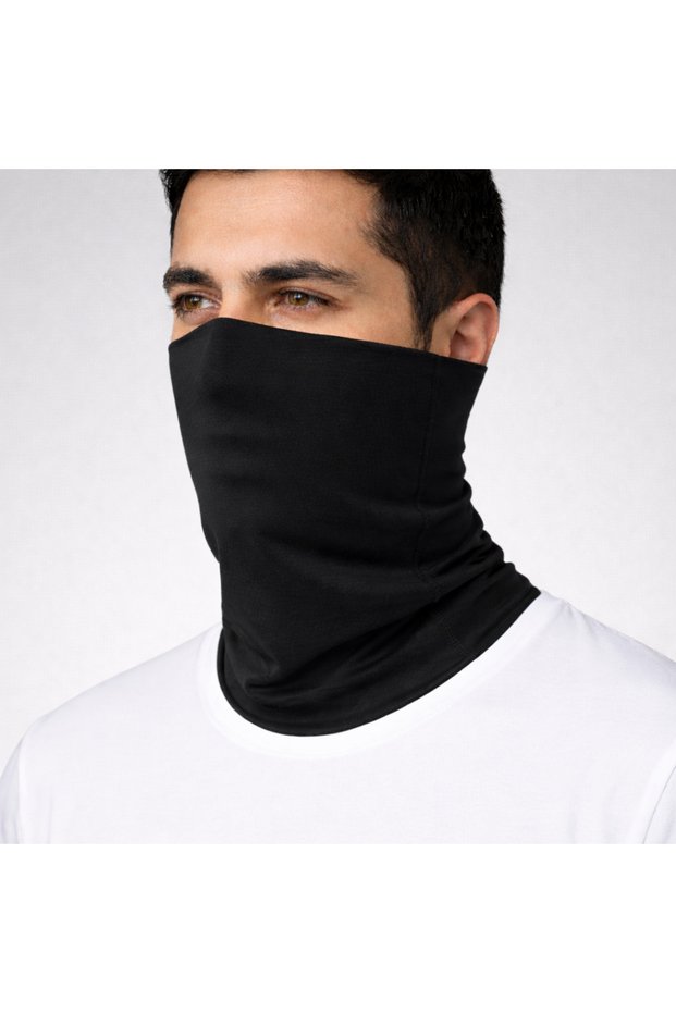 Unisex Black Cotton Thin Lightweight Buff Neck Gaiter – Bandana, Mask, Hair Band, Motorcycle & Outdoor