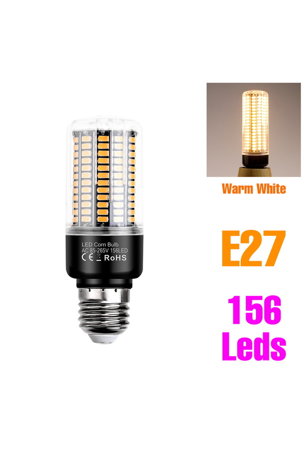 مصباح LED أبيض دافئ E27 بقوة 25 واط، مصباح ذرة E27/E26، مصباح سقف E14، مصباح AC220V، مصابيح ثريا داخلية 1