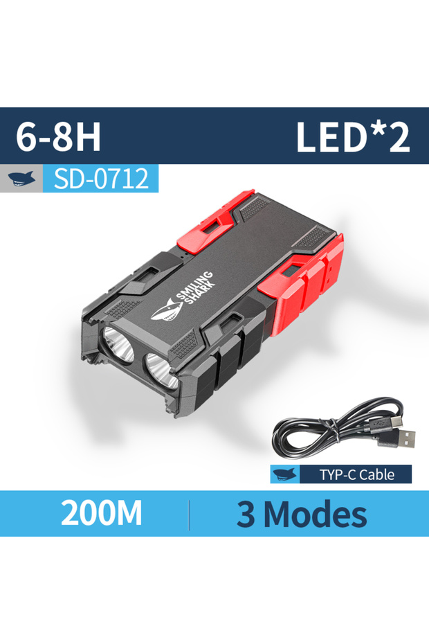 بطارية ليثيوم 18650 SD-0712، مصباح يدوي LED من سمايلينج شارك قابل لإعادة الشحن عبر منفذ USB، ضوء ساطع 3