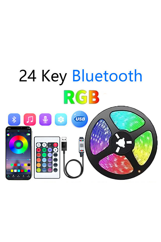 5M RGB 1-30M USB 5V LED Strip Lights With Bluetooth 24Keys Remote Control RGB Flexible Lamp Tape For