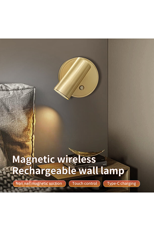 مصباح جداري لاسلكي مغناطيسي LED قابل لإعادة الشحن عبر USB من GGBEE مع مستشعر لمس وخاصية تعتيم 3 C