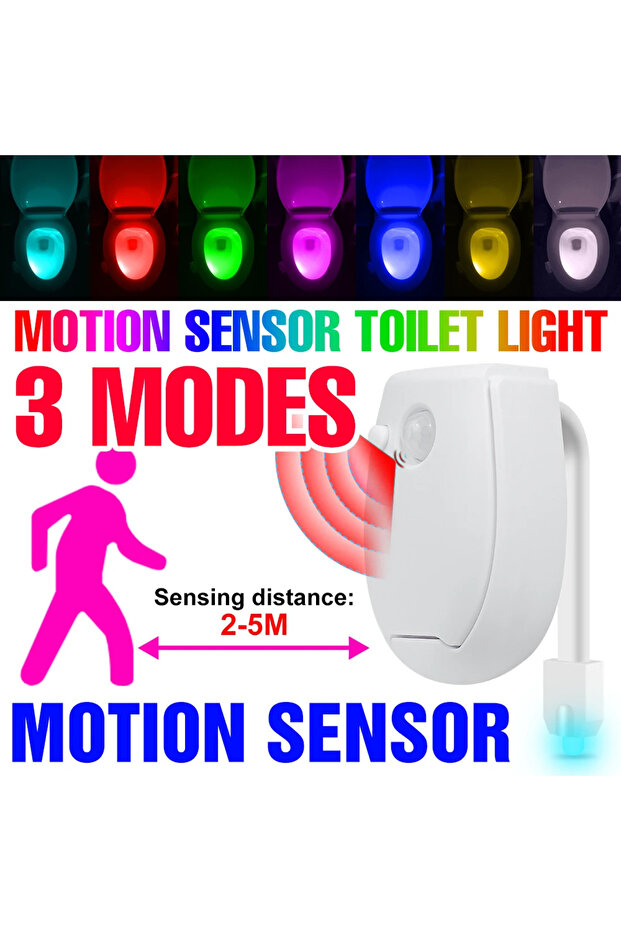 RGB RGB LED Toilet Bowl Lamp PIR Smart Motion Sensor Night Lights AAA Battery Powered For Washroom B