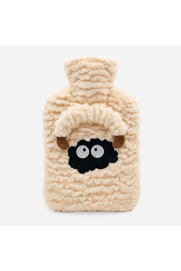 Plush Hot Water Bag with Little Dog Figure 1 Lt – Soft Cover, Long-Lasting Warm Thermal Water Bag