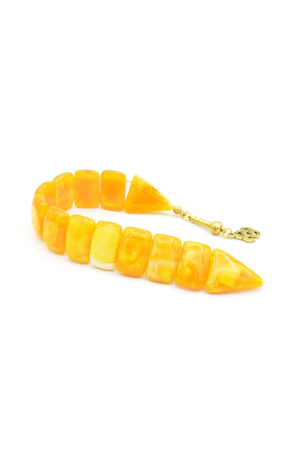 Coarse Grain Orange White Powder Amber Fish Prayer Beads