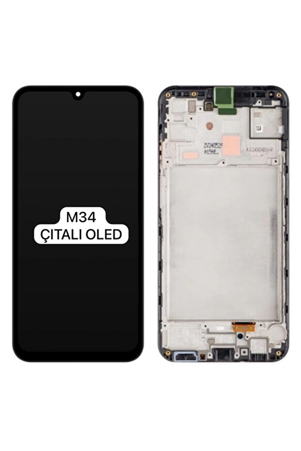 شاشة LCD تعمل باللمس من نوع OLED لهاتف سامسونج جالاكسي M34 5G مع غطاء خلفي (حافظة)
