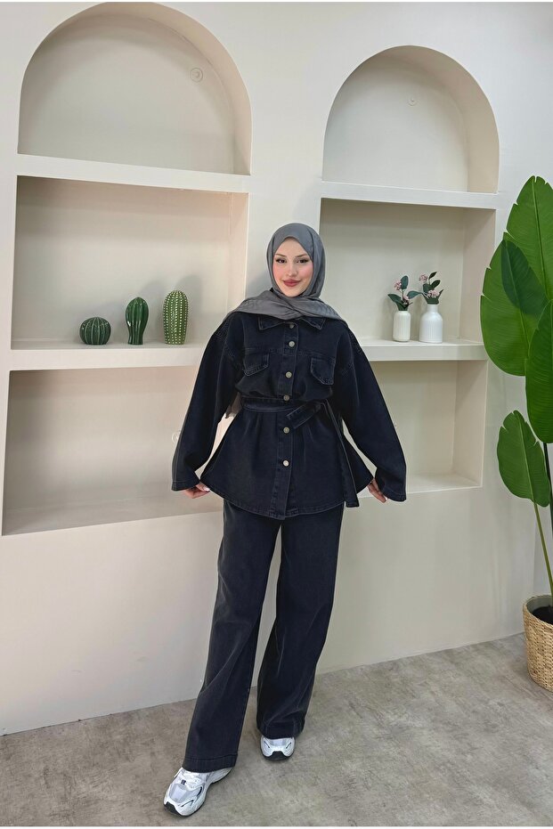 طقم جينز بحزام - 2