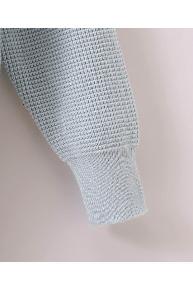 كنزة صوفية مفتوحة من الأمام بلون موحد - لون أزرق مخضر - 5