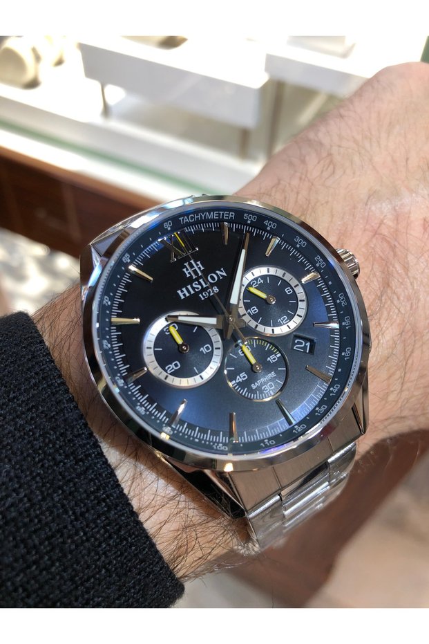 Sapphire Glass Steel Chronometer Calendar Waterproof Men's Wristwatch