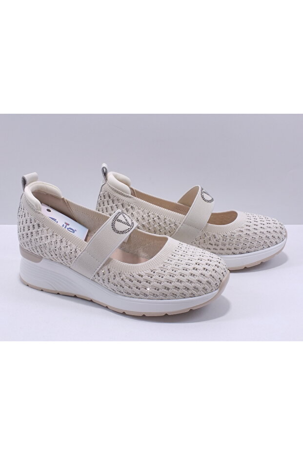 26Y305-2 Stoned Knitwear Ballet Shoes