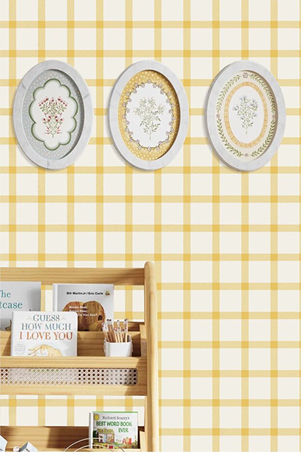 Thin Gingham Striped Checkered Patterned Wall Sticker - 1