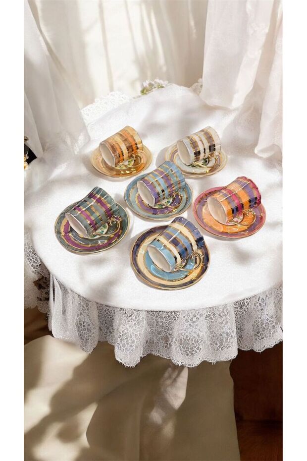 Siri 6-Piece Porcelain Hand-Painted Coffee Cup Set
