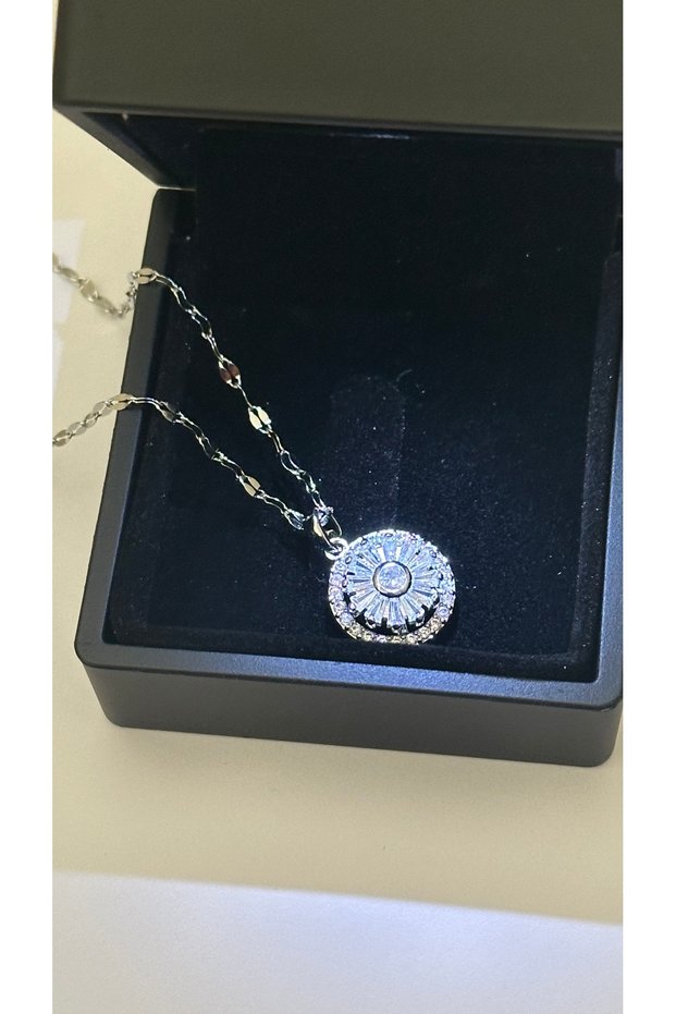 Steel necklace with lighted box, valentine's day necklace.