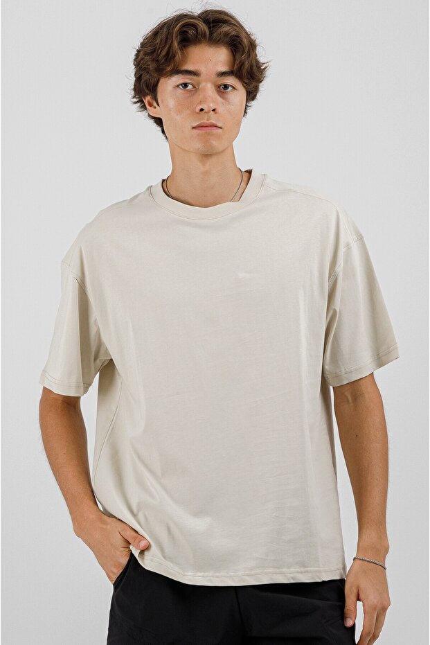 Better Self 02's I Wide Cut Men's T-Shirt Beige