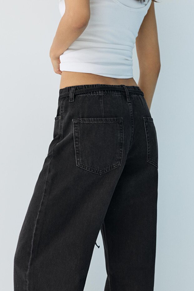Bağcıklı baggy jean - 5