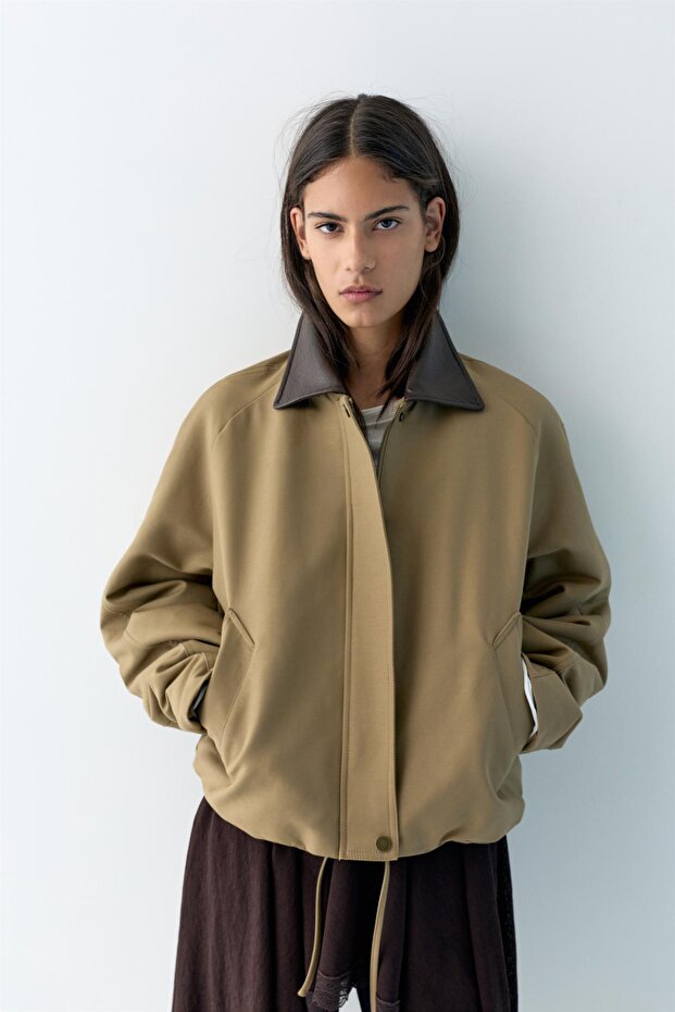 Suni deri yakalı ceket - 2