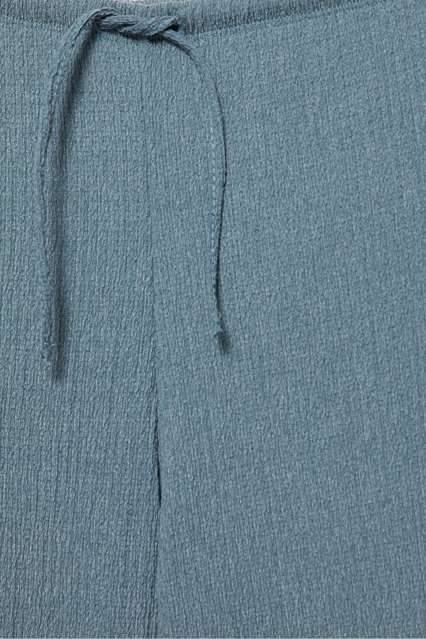 Bambula geniş paça pantolon - 4