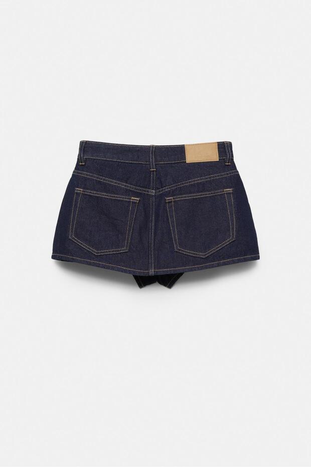 Çapraz belli kot şort etek - 3