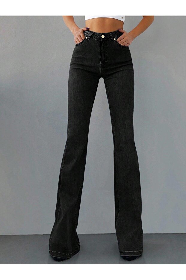 Women's Black High Waist Spanish Flare Jeans