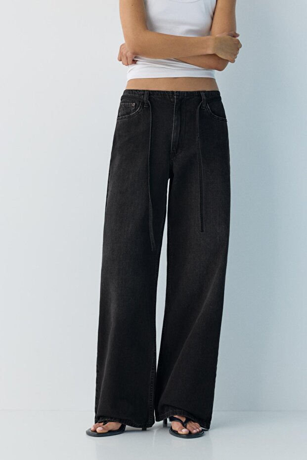 Bağcıklı baggy jean - 6